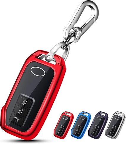QBUC لغطاء KIA Key Fob مع سلسلة مفاتيح لـ 2022 Kia EV6 2020 2021 Kia Sorento إلخ (3 أو 5 أزرار على السطح الأمامي فقط) (أحمر) in Kuwait