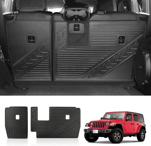بطانة المقعد الخلفي متوافقة مع 2018-2023 Wrangler JL 4 أبواب بدون شفة قابلة للطي، قطعتان من واقيات المقعد الخلفي المقسمة لمقعد الكلب ملحقات داخلية Wrangler JL (غير مناسبة لبابين و4xe) in Kuwait