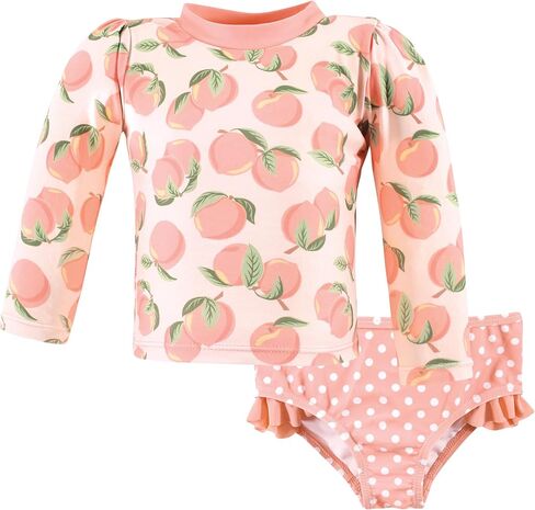 Hudson Baby Unisex Baby Swim Rashguard Set, Pink Peach, 6-9 Months in Kuwait