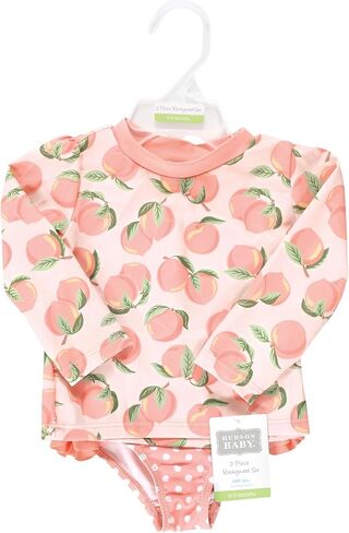 Hudson Baby Unisex Baby Swim Rashguard Set, Pink Peach, 6-9 Months in Kuwait