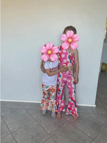 Toddler Baby Bell Bottoms Outfit Girl Summer One Shoulder Floral Tank Tops Flared Pants Clothes Set in Saudi Arabia