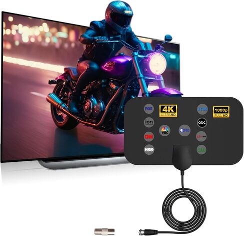 TV Antenna for Local Channels, Indoor Digital TV Antenna Support 4K 1080p for Smart TV and All Older TV's-Signal Booster 10FT Coax HDTV Cable (1SQR-TVA) in Saudi Arabia
