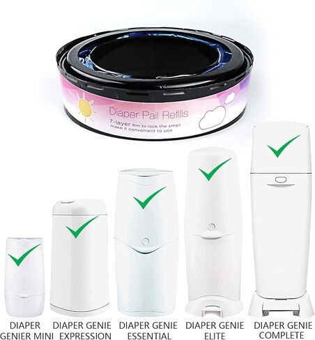 عبوة من 4 عبوات من خرطوشة إعادة تعبئة سطل الحفاضات المتوافقة مع عبوات عبوات حفاضات جيني ومونشكين in Kuwait