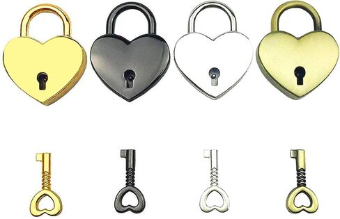 4 قطعة مزيج اللون خمر الطراز العتيق قلب صغير هجر الفاظ أقفال مفتاح قفل مع مفاتيح (القلب) in Kuwait
