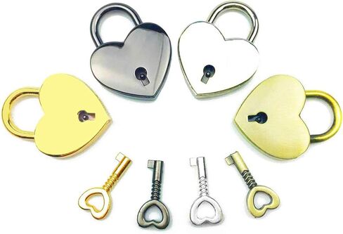 4 قطعة مزيج اللون خمر الطراز العتيق قلب صغير هجر الفاظ أقفال مفتاح قفل مع مفاتيح (القلب) in Kuwait