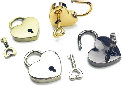 4 قطعة مزيج اللون خمر الطراز العتيق قلب صغير هجر الفاظ أقفال مفتاح قفل مع مفاتيح (القلب) in Kuwait