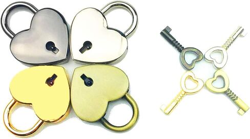 4 قطعة مزيج اللون خمر الطراز العتيق قلب صغير هجر الفاظ أقفال مفتاح قفل مع مفاتيح (القلب) in Kuwait