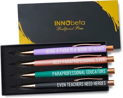 هدايا InnoBeta Paraprofessional، هدايا تقدير شبه احترافية، هدايا للمعلمين المساعدين، مجموعة أقلام حبر جاف مكونة من 4، فكرة للمحترفين في يوم التقدير وعيد الميلاد in Saudi Arabia