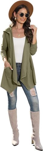 VIISHOW Womens Lightweight Casual Hoodie Cardigans Open Front Waffle Knit Long Sleeve Outwear Coat with Pockets in Kuwait