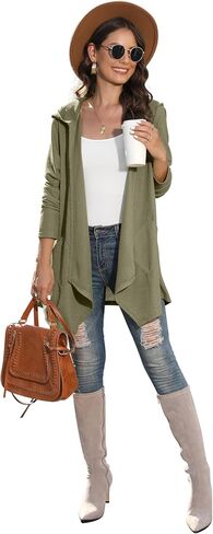 VIISHOW Womens Lightweight Casual Hoodie Cardigans Open Front Waffle Knit Long Sleeve Outwear Coat with Pockets in Kuwait