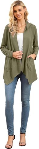 VIISHOW Womens Lightweight Casual Hoodie Cardigans Open Front Waffle Knit Long Sleeve Outwear Coat with Pockets in Kuwait