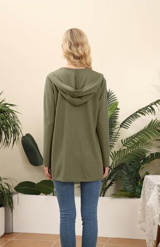 VIISHOW Womens Lightweight Casual Hoodie Cardigans Open Front Waffle Knit Long Sleeve Outwear Coat with Pockets in Kuwait