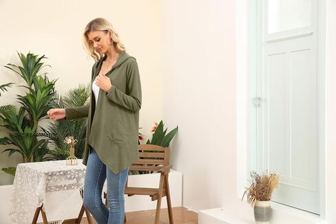 VIISHOW Womens Lightweight Casual Hoodie Cardigans Open Front Waffle Knit Long Sleeve Outwear Coat with Pockets in Kuwait