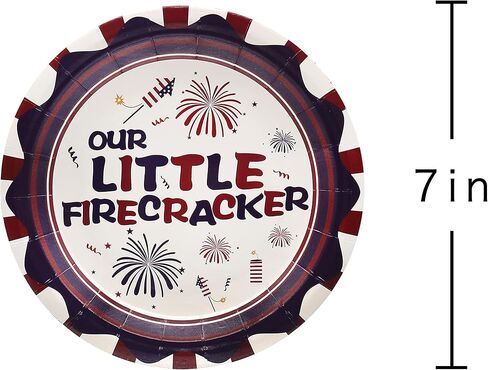 Pandecor Our Little Firecracker لوازم حفلات أعياد الميلاد، 50 قطعة من أطباق الحلوى الورقية للاستعمال مرة واحدة مقاس 7 بوصات لحفلة استقبال الطفل الوطنية في الرابع من يوليو باللون الأزرق in Kuwait