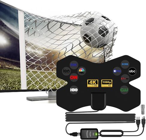 TV Antenna for Local Channels, Indoor Digital TV Antenna Support 4K 1080p for Smart TV and All Older TV's-Signal Booster 10FT Coax HDTV Cable (1SQR-TVA) in Saudi Arabia