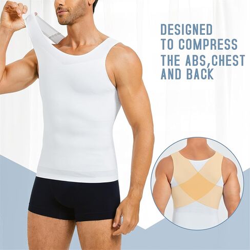 TAILONG التثدي ضغط القمصان للرجال ملابس داخلية التخسيس محدد شكل الجسم سترة بلا أكمام تانك القمم Fajas الفقرة Hombres in Kuwait