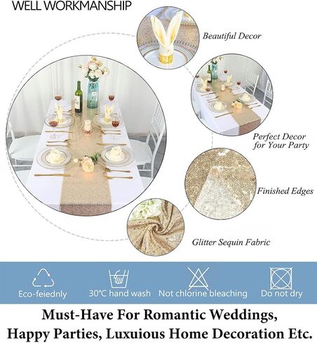 DUOBAO Table Runner 2 Pack Rainbow Sequin Table Runner 72 Inches Long Wedding Table Runner 12x72-Inch Home Decor Glitter Table Runner Table Linen Overlay Table Runners Party Supplies (12x72-Inch) in Saudi Arabia