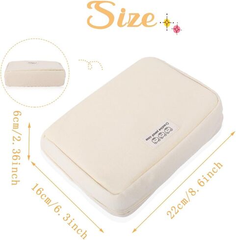 Oyachic Wide Opening Pencil Case Pen Bag Pouch Oxford Box Holder with Mesh Storage Pocket Organizer Stationery Cosmetic Women Travel Office Supplies,Beige in Saudi Arabia