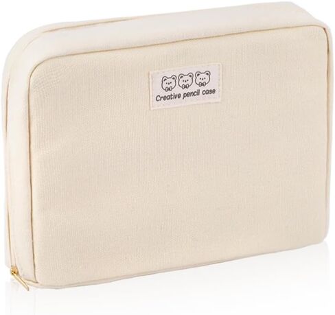 Oyachic Wide Opening Pencil Case Pen Bag Pouch Oxford Box Holder with Mesh Storage Pocket Organizer Stationery Cosmetic Women Travel Office Supplies,Beige in Saudi Arabia