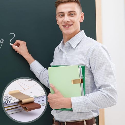 5 قطع حامل أقلام للكمبيوتر المحمول، حامل أقلام جلدي للكمبيوتر المحمول مع مشبك من الفولاذ المقاوم للصدأ، حامل حلقة قلم على الطراز القديم للمجلة والمخطط والدفتر والتقويمات (الحجم: 5 قطع) in Kuwait