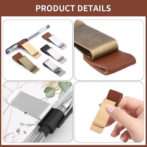 5 قطع حامل أقلام للكمبيوتر المحمول، حامل أقلام جلدي للكمبيوتر المحمول مع مشبك من الفولاذ المقاوم للصدأ، حامل حلقة قلم على الطراز القديم للمجلة والمخطط والدفتر والتقويمات (الحجم: 5 قطع) in Kuwait