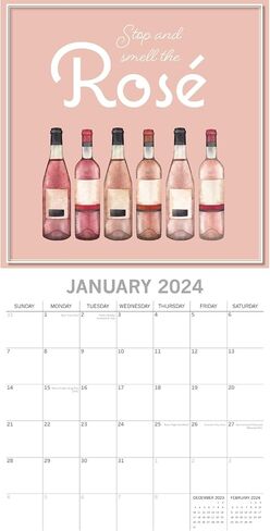 2024 Square Wall Calendar, Rose Wine, 16-Month Food Theme with 180 Reminder Stickers (12x12 In) in Saudi Arabia