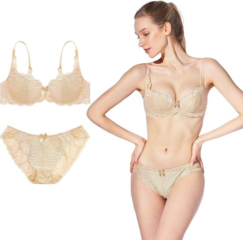 Women's Push Up Balconette Bra Sexy Fancy Full lace Push in Cleveage Enhance Bralette Matching Brief Up to E Cups in Saudi Arabia
