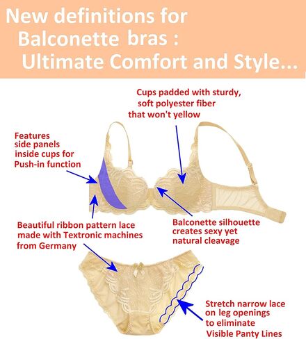 Women's Push Up Balconette Bra Sexy Fancy Full lace Push in Cleveage Enhance Bralette Matching Brief Up to E Cups in Saudi Arabia