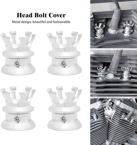 HDBUBALUS Motorcycle Head Bolt Cover Spark Plug Cap King Crown Fit for Harley Sportster Touring Dyna Softail Electra Road Glide Sportster 883 1200 Fatboy(Color:Black&Chrome) in Saudi Arabia