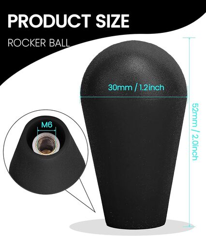 Timebid Ellipse Joystick Ball Top Handle Rocker | M6 Oval Arcade Game DIY Parts Replacement(52 * 30mm) Black in Saudi Arabia