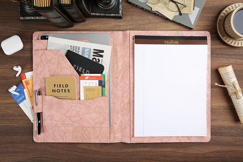 Leather Folder Portfolio, Portfolio Organizer Business Legal Pad Padfolio for A4/US Letter Writing Pad, Vegan Leather Folio for Men, Black in Saudi Arabia