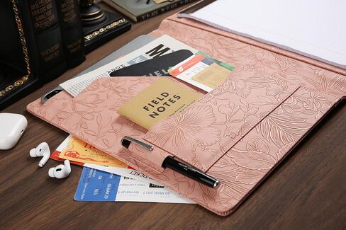 Leather Folder Portfolio, Portfolio Organizer Business Legal Pad Padfolio for A4/US Letter Writing Pad, Vegan Leather Folio for Men, Black in Saudi Arabia