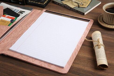 Leather Folder Portfolio, Portfolio Organizer Business Legal Pad Padfolio for A4/US Letter Writing Pad, Vegan Leather Folio for Men, Black in Saudi Arabia