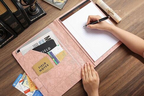 Leather Folder Portfolio, Portfolio Organizer Business Legal Pad Padfolio for A4/US Letter Writing Pad, Vegan Leather Folio for Men, Black in Saudi Arabia