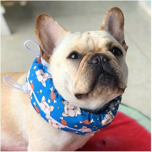 Dog Cooling Bandana, Stock Show Pet Dog Adjustable Ice Chill Out Collar Scarf with 4 Ice Packs for Summer (Blue Bulldog) in Saudi Arabia