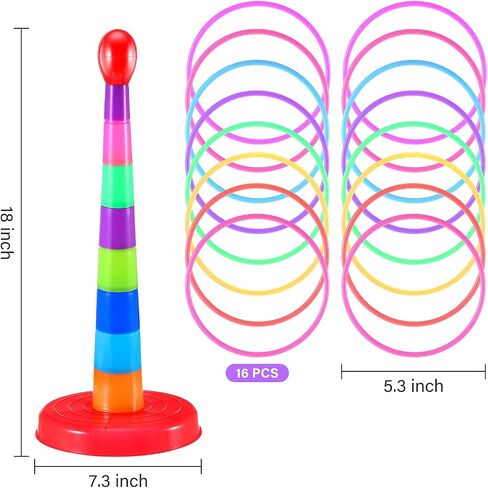 Plastic Kids Sport Ring Toss Game 18 Inch Colorful Ring Toss Game Set Portable Travel Ring Toss Game Toy for Most Ages (2 Sets) in Saudi Arabia