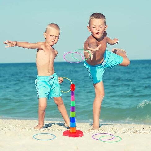 Plastic Kids Sport Ring Toss Game 18 Inch Colorful Ring Toss Game Set Portable Travel Ring Toss Game Toy for Most Ages (2 Sets) in Saudi Arabia