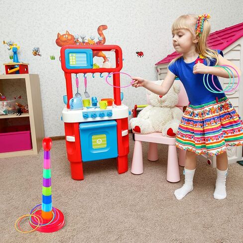 Plastic Kids Sport Ring Toss Game 18 Inch Colorful Ring Toss Game Set Portable Travel Ring Toss Game Toy for Most Ages (2 Sets) in Saudi Arabia