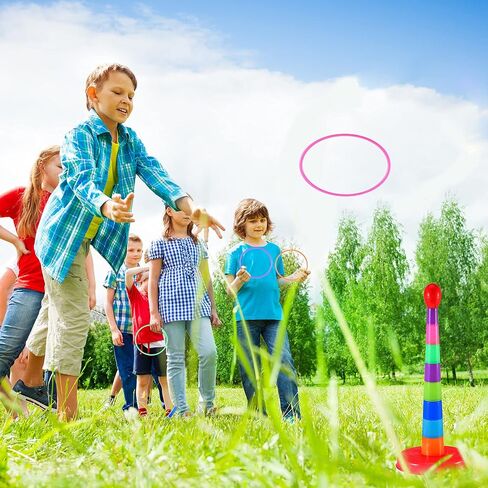 Plastic Kids Sport Ring Toss Game 18 Inch Colorful Ring Toss Game Set Portable Travel Ring Toss Game Toy for Most Ages (2 Sets) in Saudi Arabia