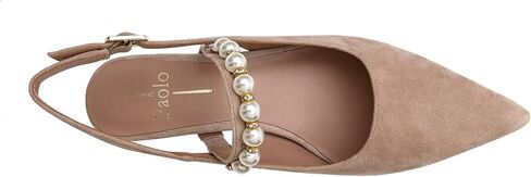 Linea Paolo - Yemina - حذاء نسائي بكعب عالٍ مزين باللؤلؤ ومقدمة مدببة من جلد الغزال ماري جين in Kuwait