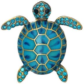 Vintage Sea Tortoise Animal Brooch Pin Crystal Turtle Lapel Pin Long Life Animal Badges Gift for Mother's Day