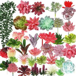 100 Pcs Artificial Succulents Bulk Unpotted Realistic Succulent Plants Faux Succulents Aloe Plants Plastic Succulents Assortment in Flocked Floral Decor for Garden, Home, Party (Green)