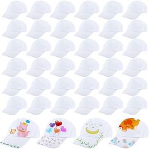 40 Pcs Kids White Baseball Hats Curved Brim Baseball Caps DIY Painting Plain Blank Cap for Boys Girls Outdoor Sports