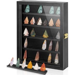 tutata Arrowhead Display Case, Arrowhead Shadow Box, Wall Mount, Native American Arrowhead Display Case, Black