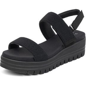 VJH confort Women's Wedge Sandals, Open Toe Ankle Strap Casual Velcro Platform Sandals