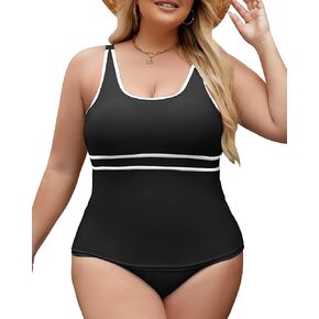 Plus Size Tankini Swimsuits for Women Color Block Tankini Sets Two Piece Bathing Suits Athletic Bikini Teens