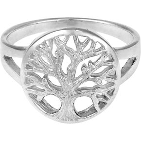AeraVida Tranquil Tree of Life Emblem .925 Sterling Silver Ring | Nature Inspired Silver Accessory | Meaningful Tree of Life Sterling Silver Ring for Women | Anniversary Jewelry Gift | Size 5-10