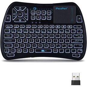 iPazzPort Bluetooth Mini Keyboard (IR Learning) Touchpad Mouse, Backlit 2.4GHz Wireless Keypad Remote Controller for Tablets, Smart TV,Fire Stick, Android TV Box KP-61SM (Bluetooth and 2.4G)