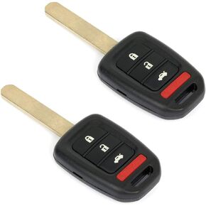 ECCPP Replacement fit for Uncut Keyless Entry Remote Key Fob 13-15 for Honda for Accord for Civic 1.8L 2.4L FCC MLBHLIK6-1T Pack of 2