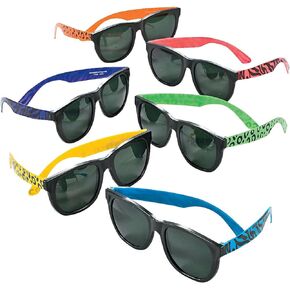 Fun Express Animal Print Neon Sunglasses - Party Apparel Accessories - 12 Pieces